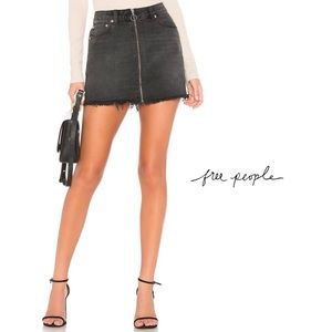 Free People Zip It Up Black Denim Skirt